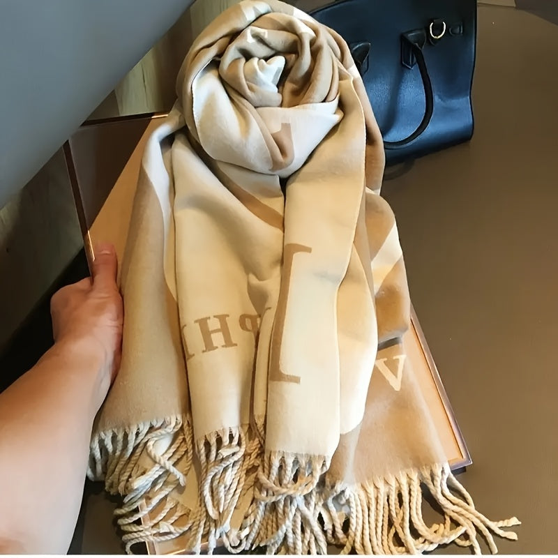 WL Boutique | Elegant Reversible Beige &amp; Brown Striped Scarf