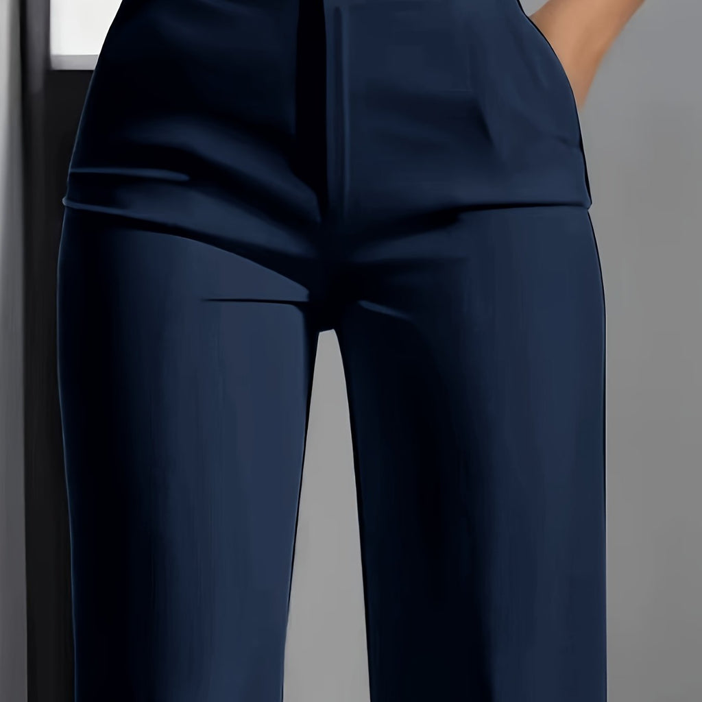 WL Boutique | Elegant Navy Blue Straight-Leg Tailored Pants