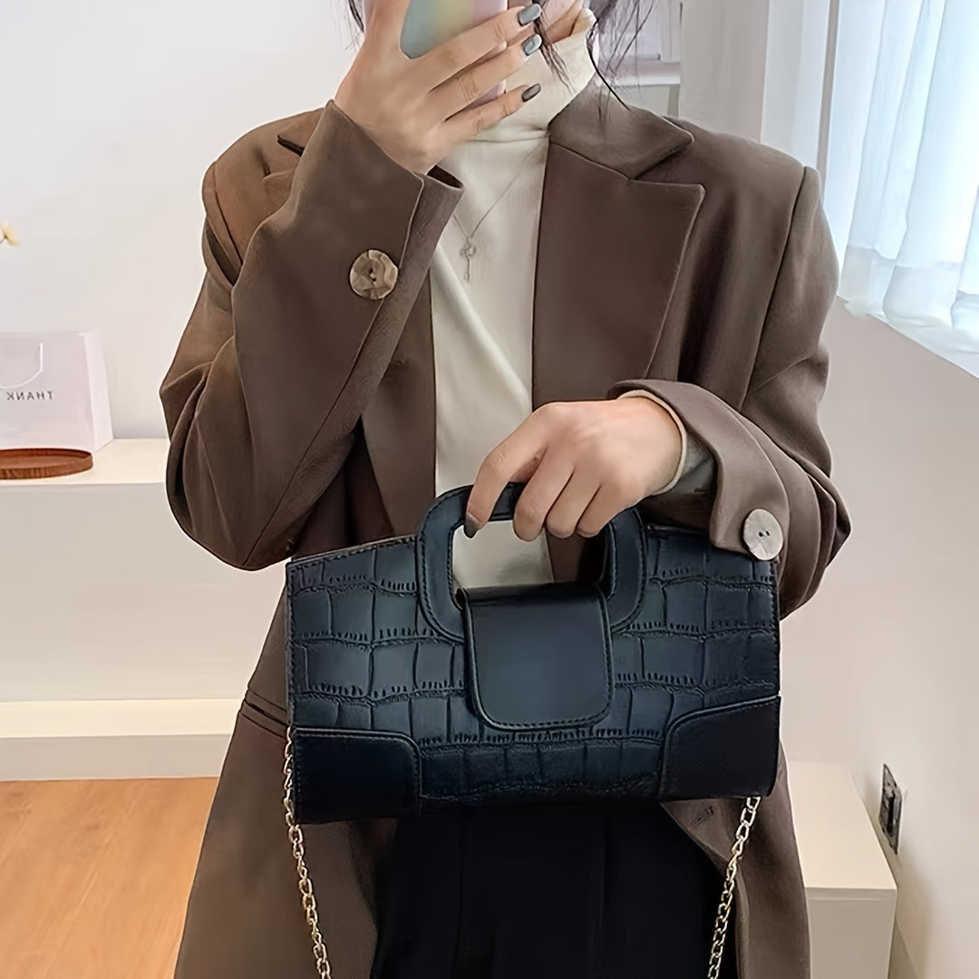 WL Boutique | Crocodile-Pattern Shoulder &amp; Crossbody Bag – Timeless Brown Elegance