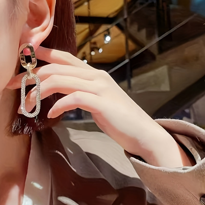 WL Boutique | Minimalist Geometric Drop Earrings with Sparkling Hoops