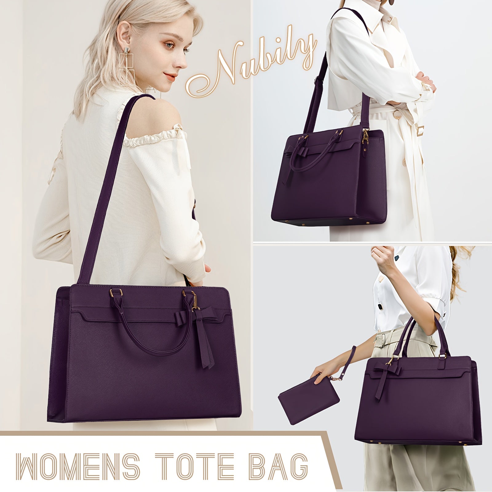 WL Boutique | Elegant Black PU Laptop Tote &amp; Satchel Set