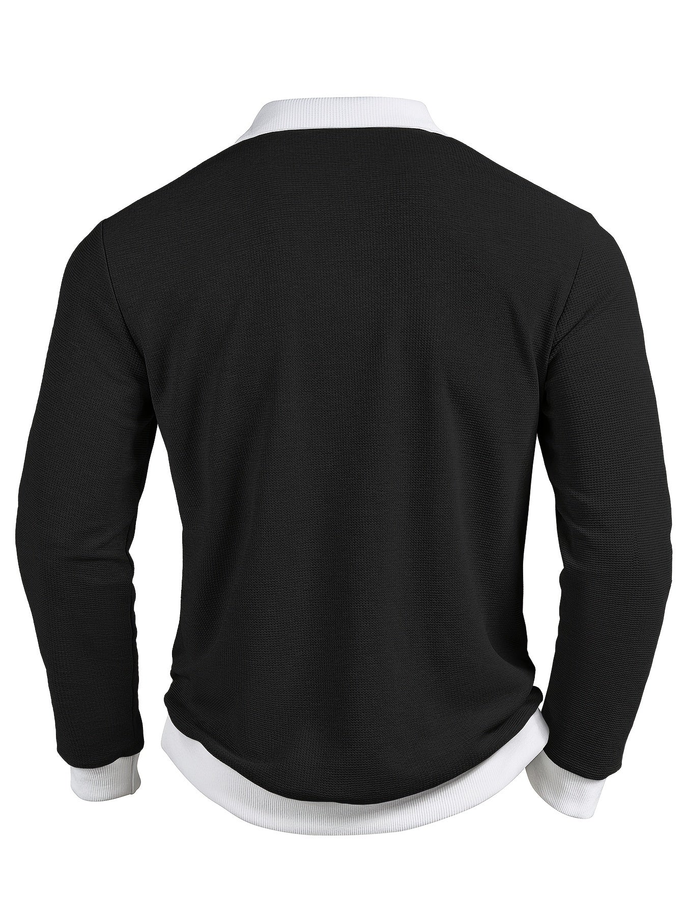 WL Boutique | Men’s Textured Waffle Knit Shirt – Contrast Collar &amp; Cuff Trim