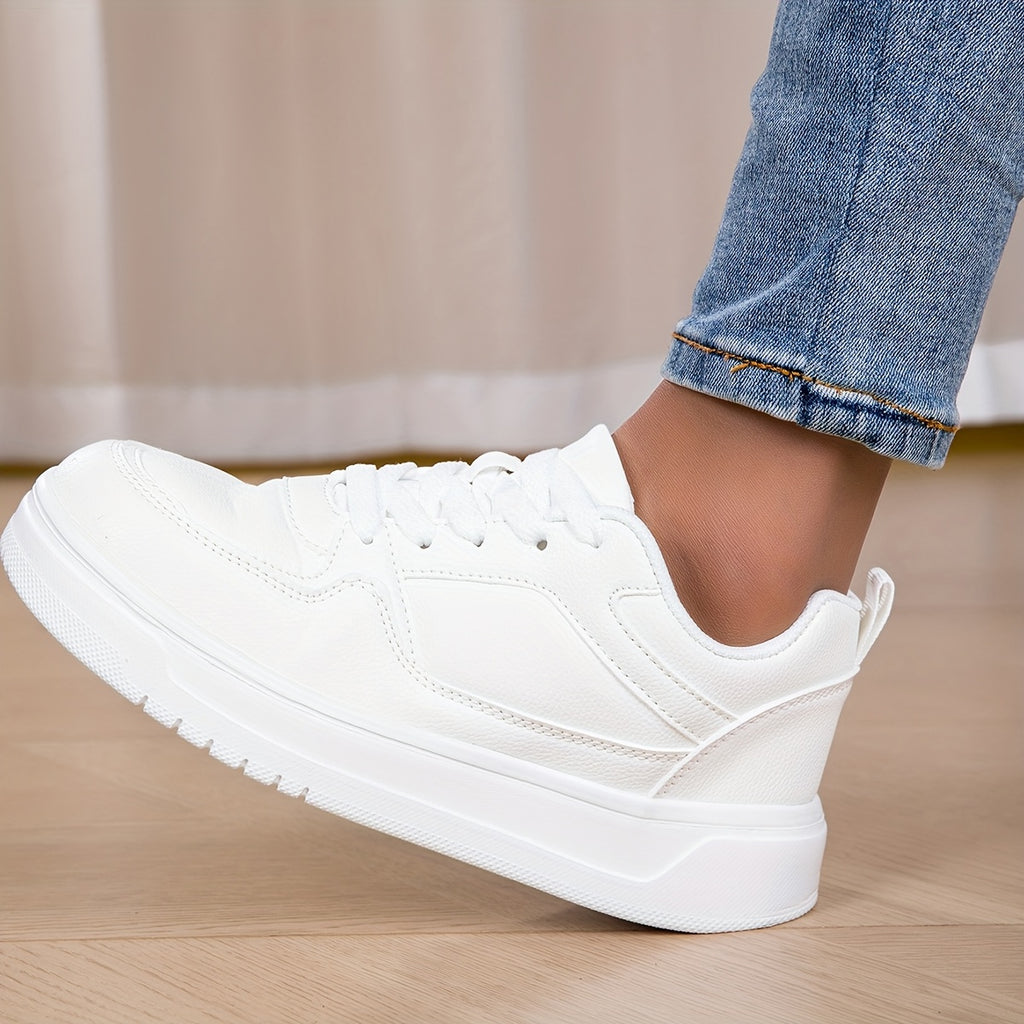 WL Boutique | White Platform Sneakers with Golden Ankle Strap