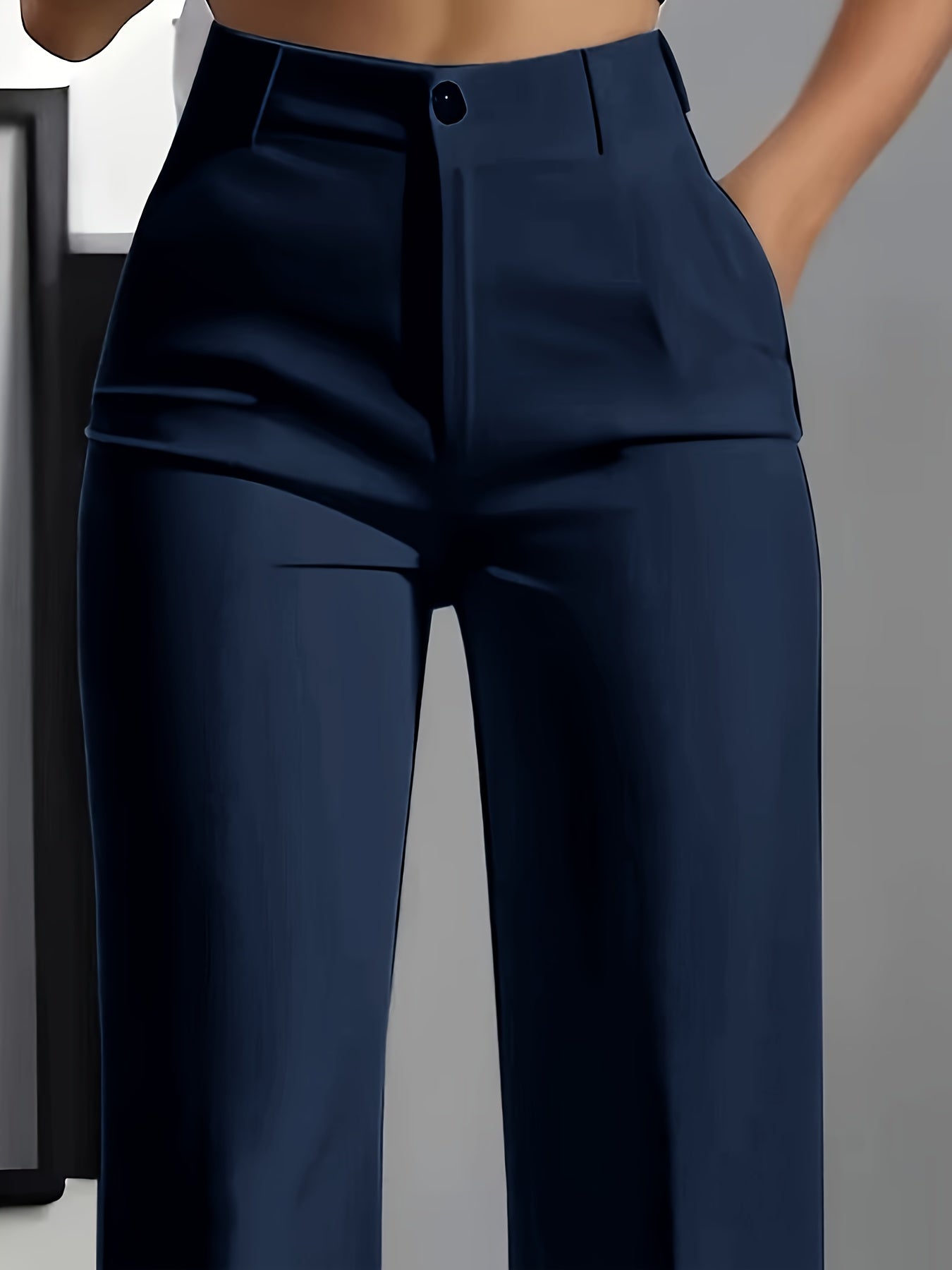 WL Boutique | Elegant Navy Blue Straight-Leg Tailored Pants