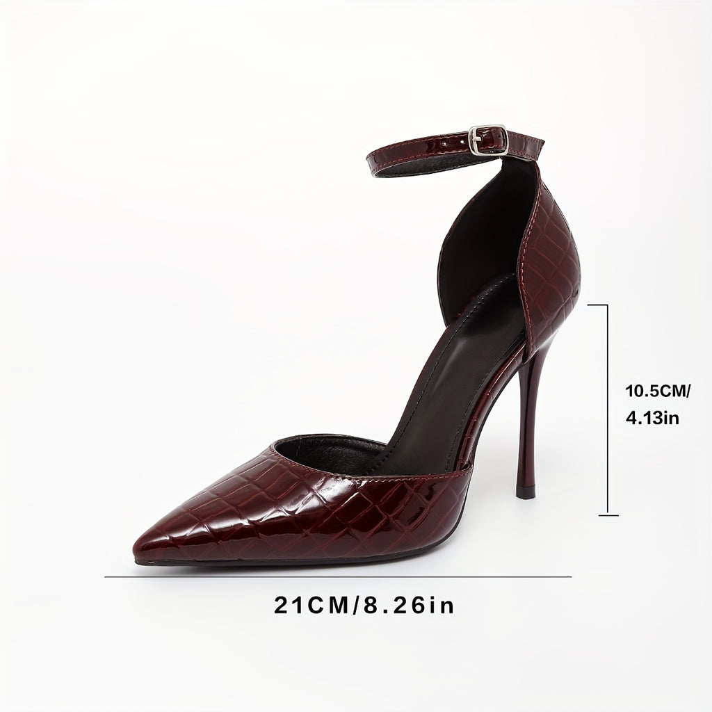 WL Boutique | Burgundy Snake-Print Pointed-Toe Stiletto Heels
