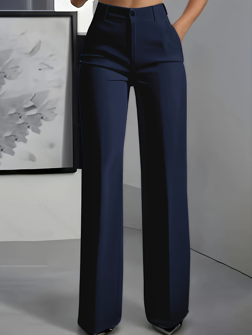 WL Boutique | Elegant Navy Blue Straight-Leg Tailored Pants