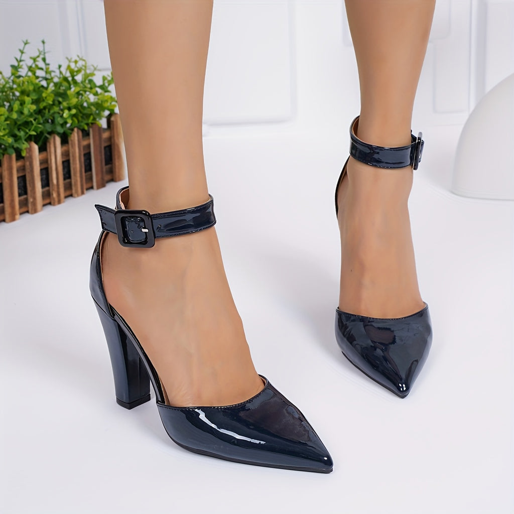 WL Boutique | Burgundy Glossy Ankle-Strap Stiletto Heels