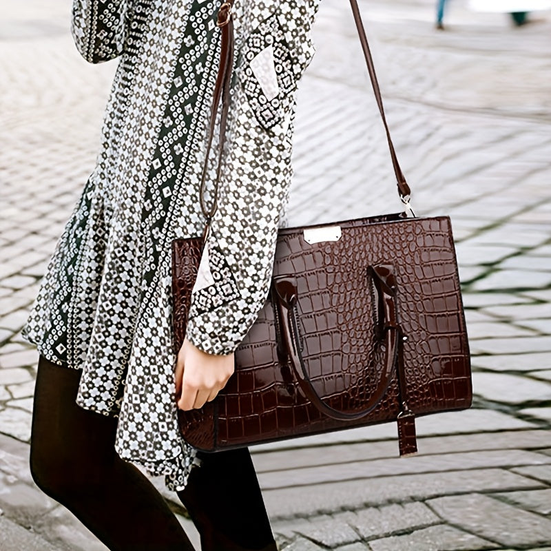 WL Boutique | Large Capacity Crocodile Pattern Tote Bag