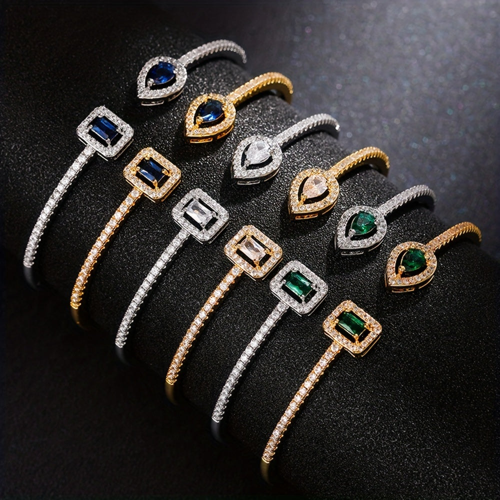 WL Boutique | Elegant Geometric Cuff Bracelet with Cubic Zirconia