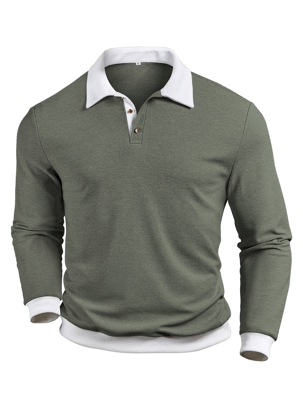 WL Boutique | Men’s Textured Waffle Knit Shirt – Contrast Collar &amp; Cuff Trim