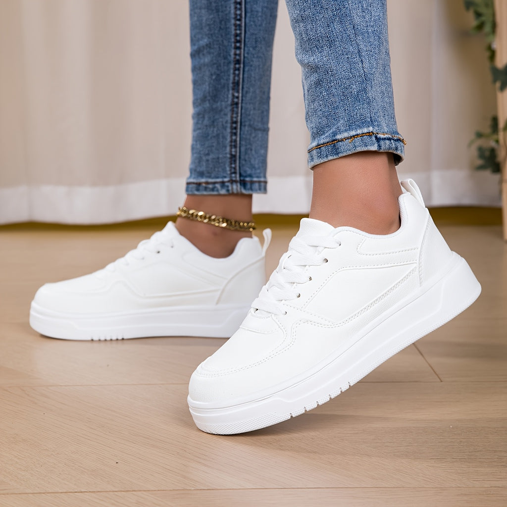 WL Boutique | White Platform Sneakers with Golden Ankle Strap