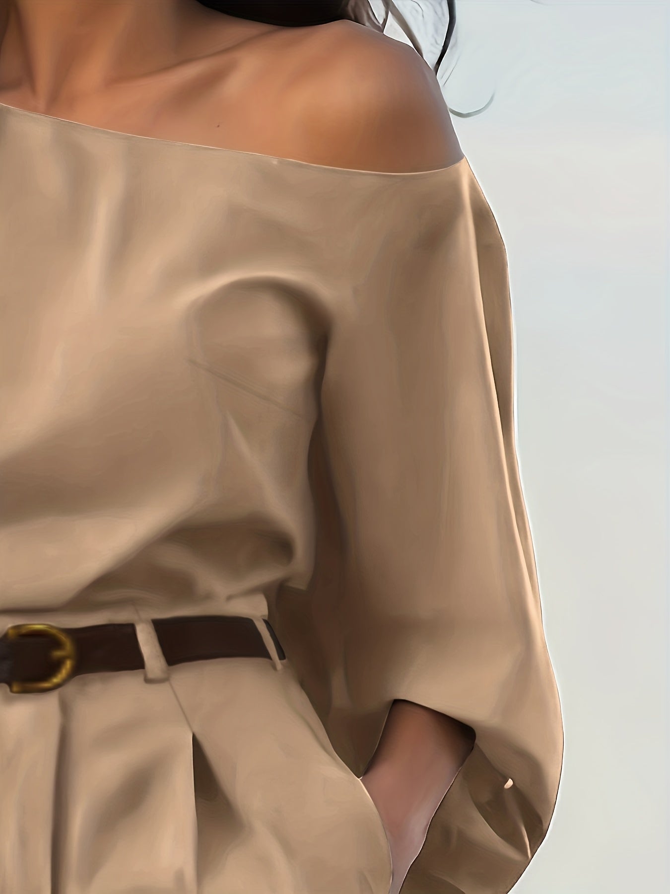 Bruna Aeppli by WL Boutique | Elegant Off-Shoulder Balloon Sleeve Blouse &amp; Wide-Leg Pants Set