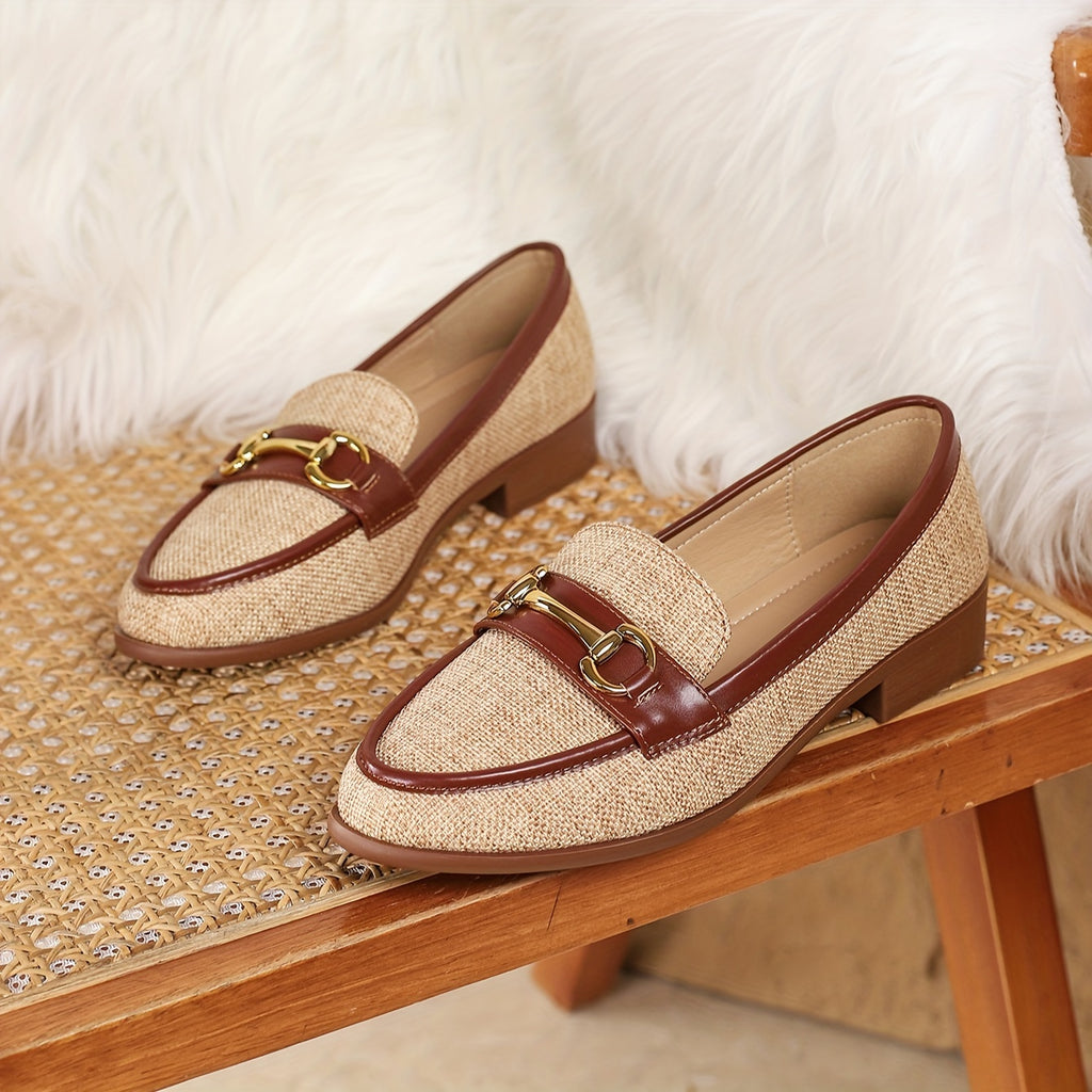 WL Boutique | Retro Braided Loafers with Metal Buckle