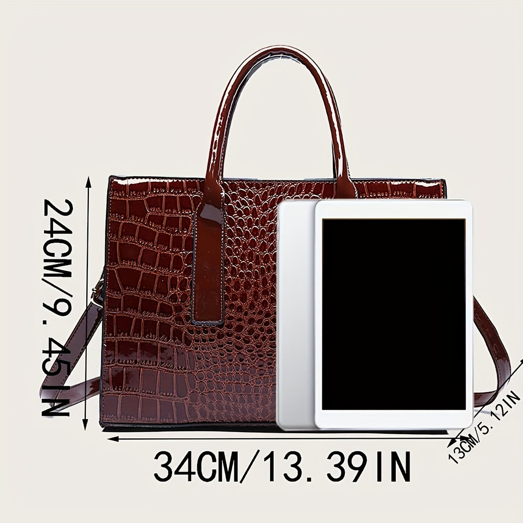 WL Boutique | Large Capacity Crocodile Pattern Tote Bag