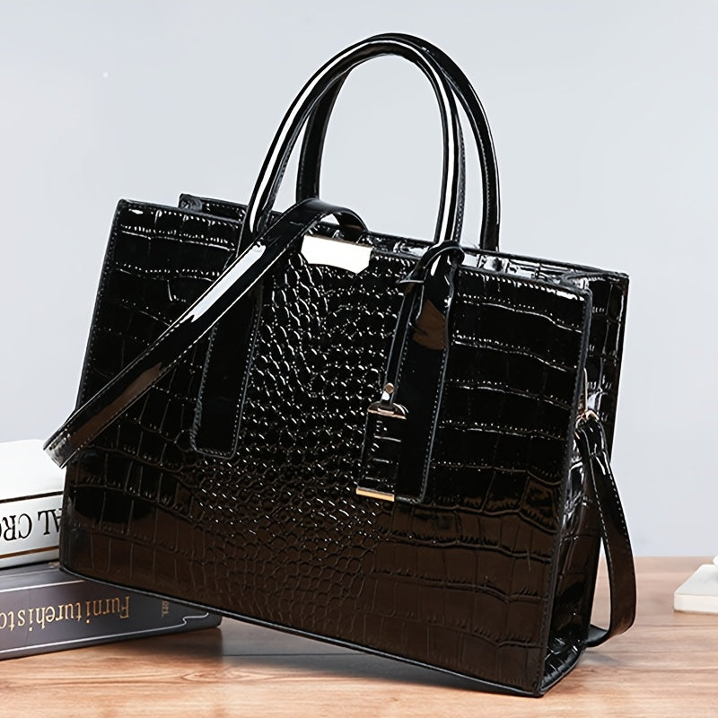 WL Boutique | Large Capacity Crocodile Pattern Tote Bag