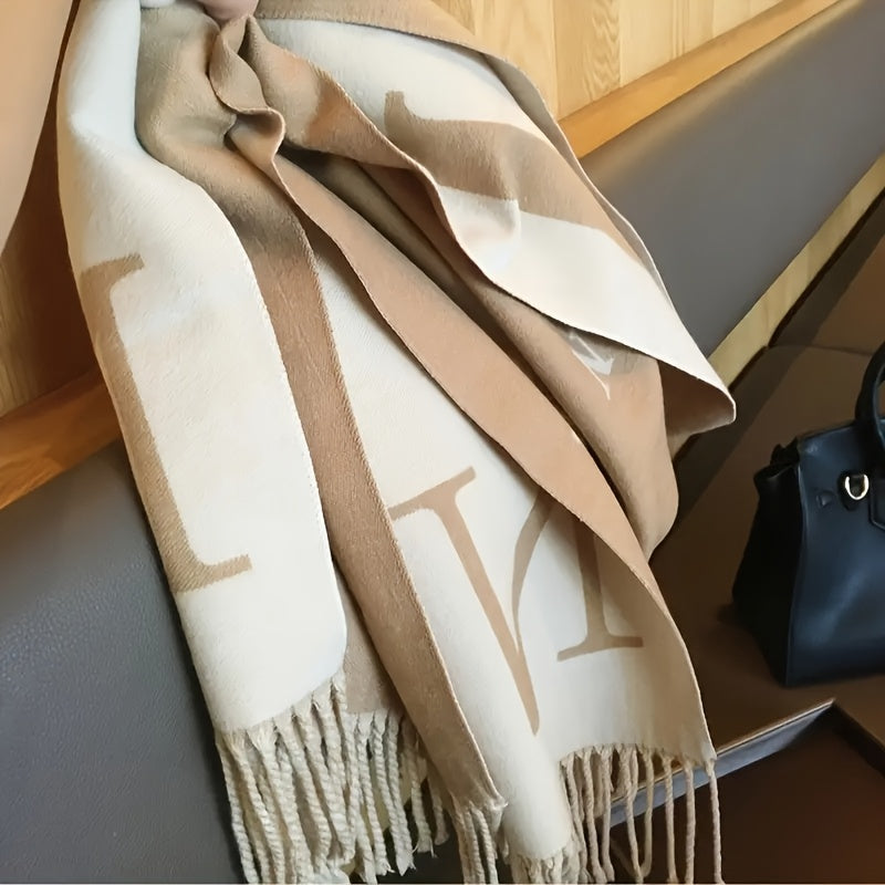 WL Boutique | Elegant Reversible Beige &amp; Brown Striped Scarf
