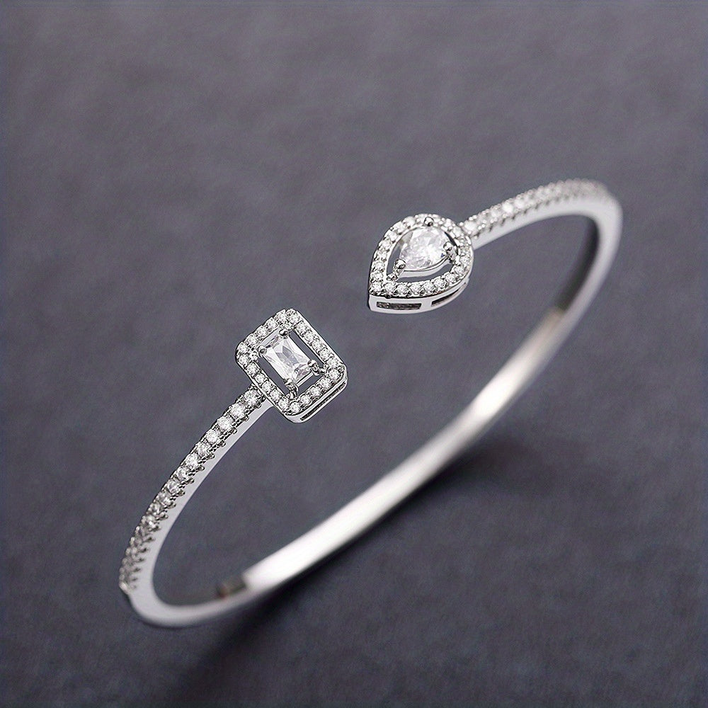 WL Boutique | Elegant Geometric Cuff Bracelet with Cubic Zirconia