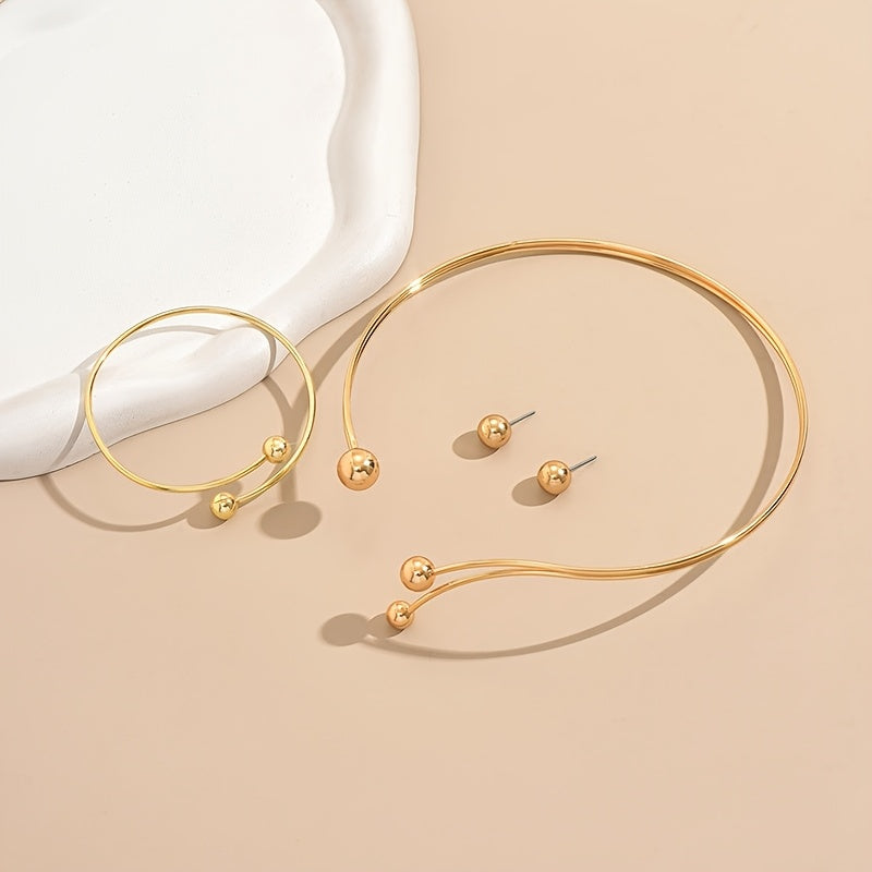 WL Boutique | 4-Piece Geometric Jewelry Set — Earrings, Bracelet &amp; Choker