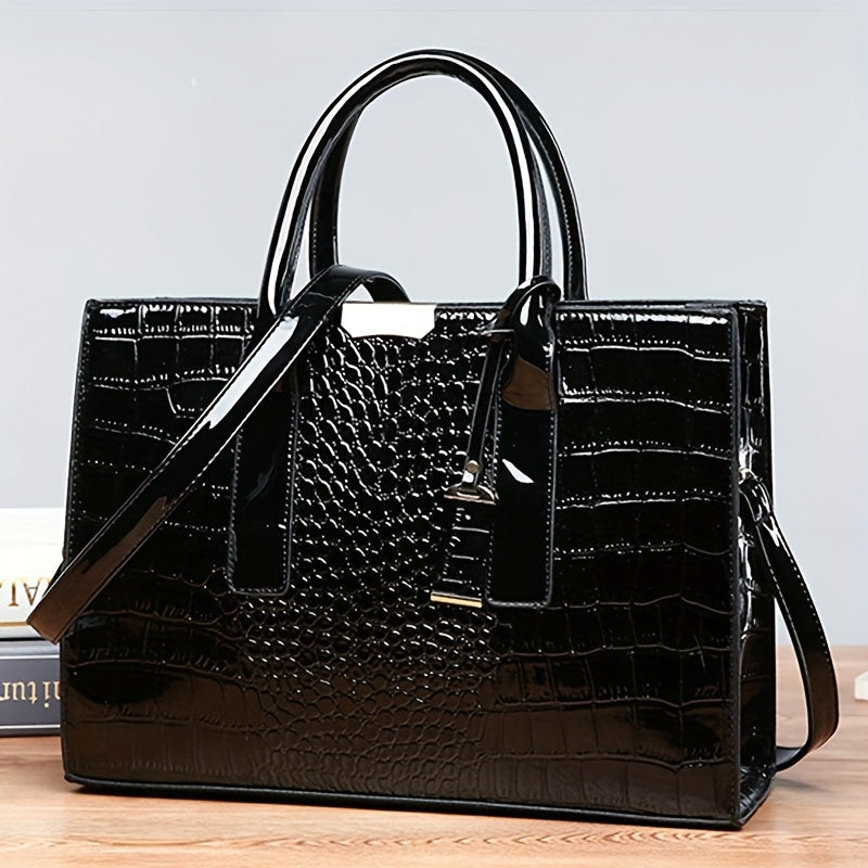 WL Boutique | Large Capacity Crocodile Pattern Tote Bag