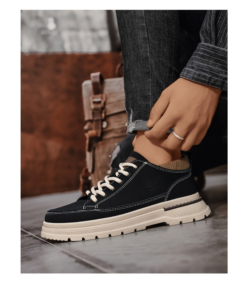 WL Boutique Men | Retro Brown Low-Top Lace-Up Sneakers