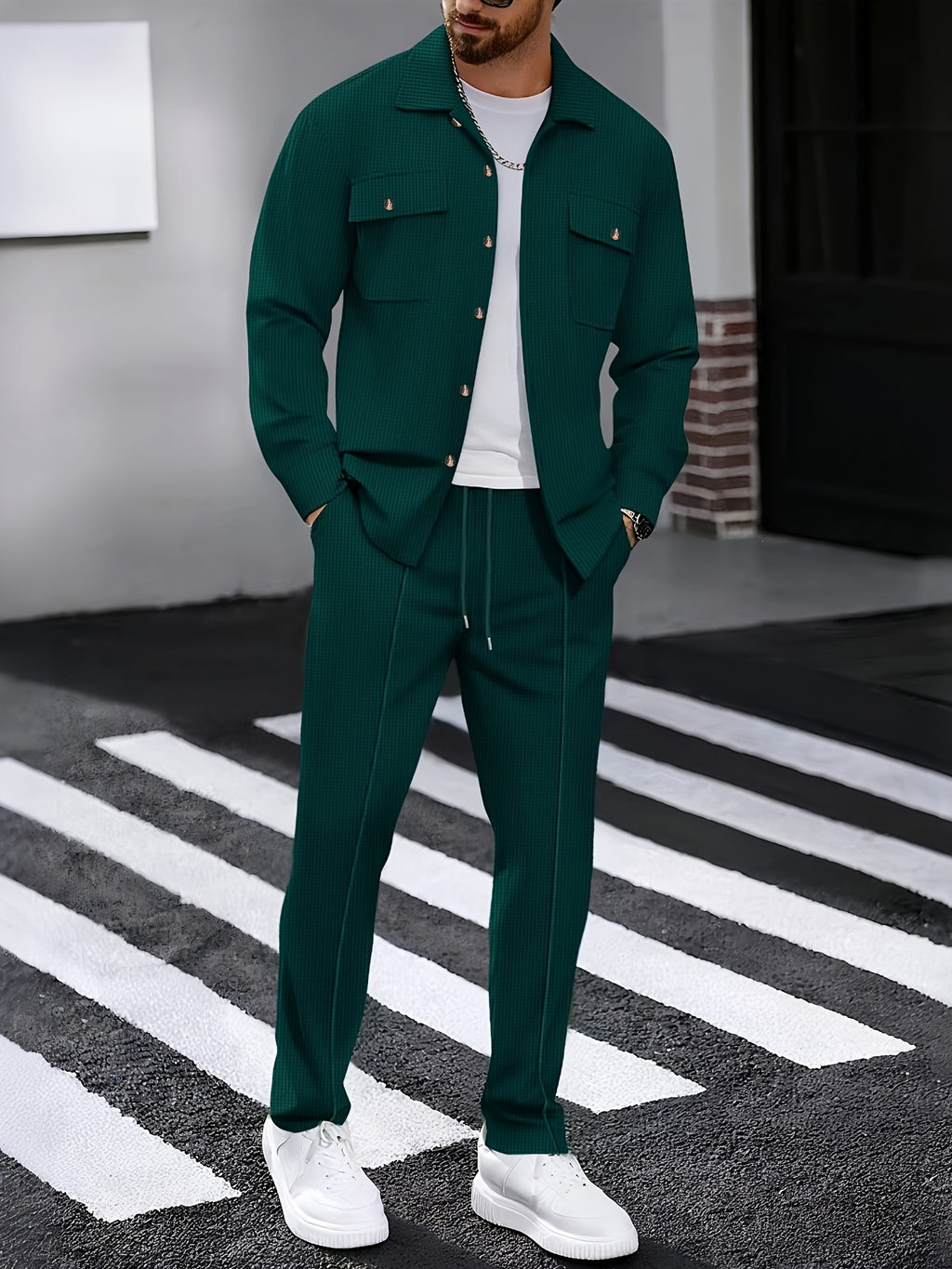WL Boutique | Men’s Two-Piece Autumn/Winter Casual Set – Turn-Down Collar Shirt &amp; Trousers