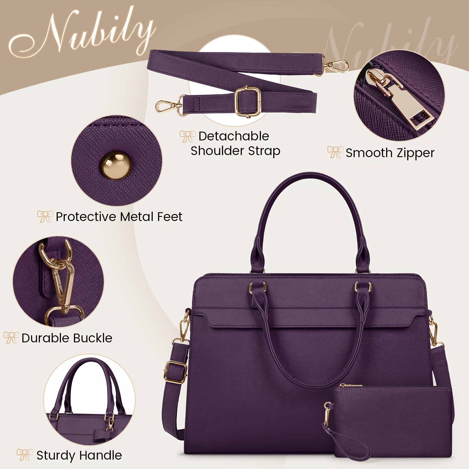 WL Boutique | Elegant Black PU Laptop Tote &amp; Satchel Set