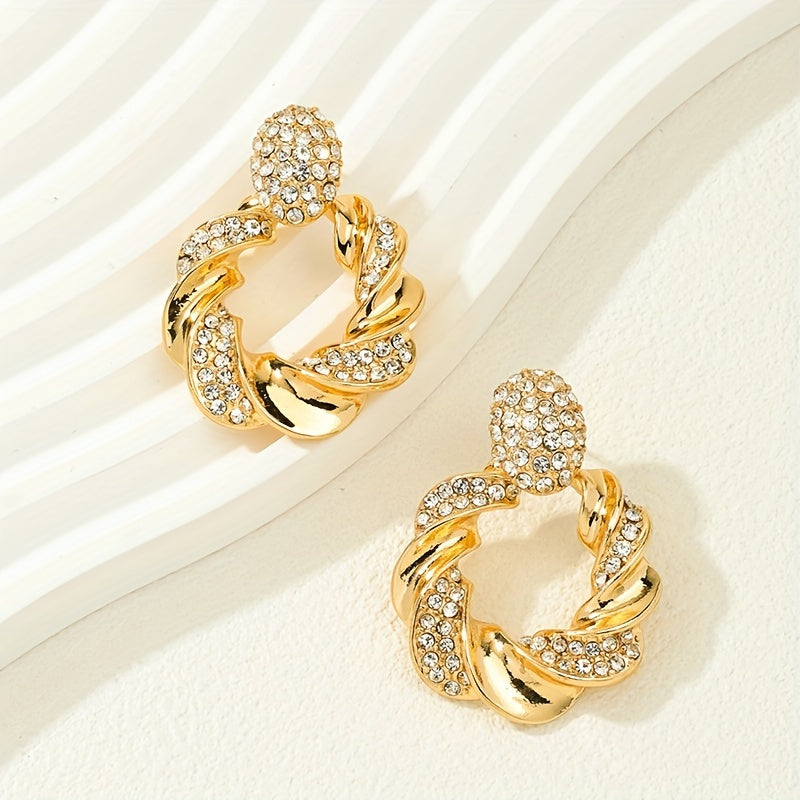 WL Boutique | Elegant Rhinestone Twist Dangle Earrings