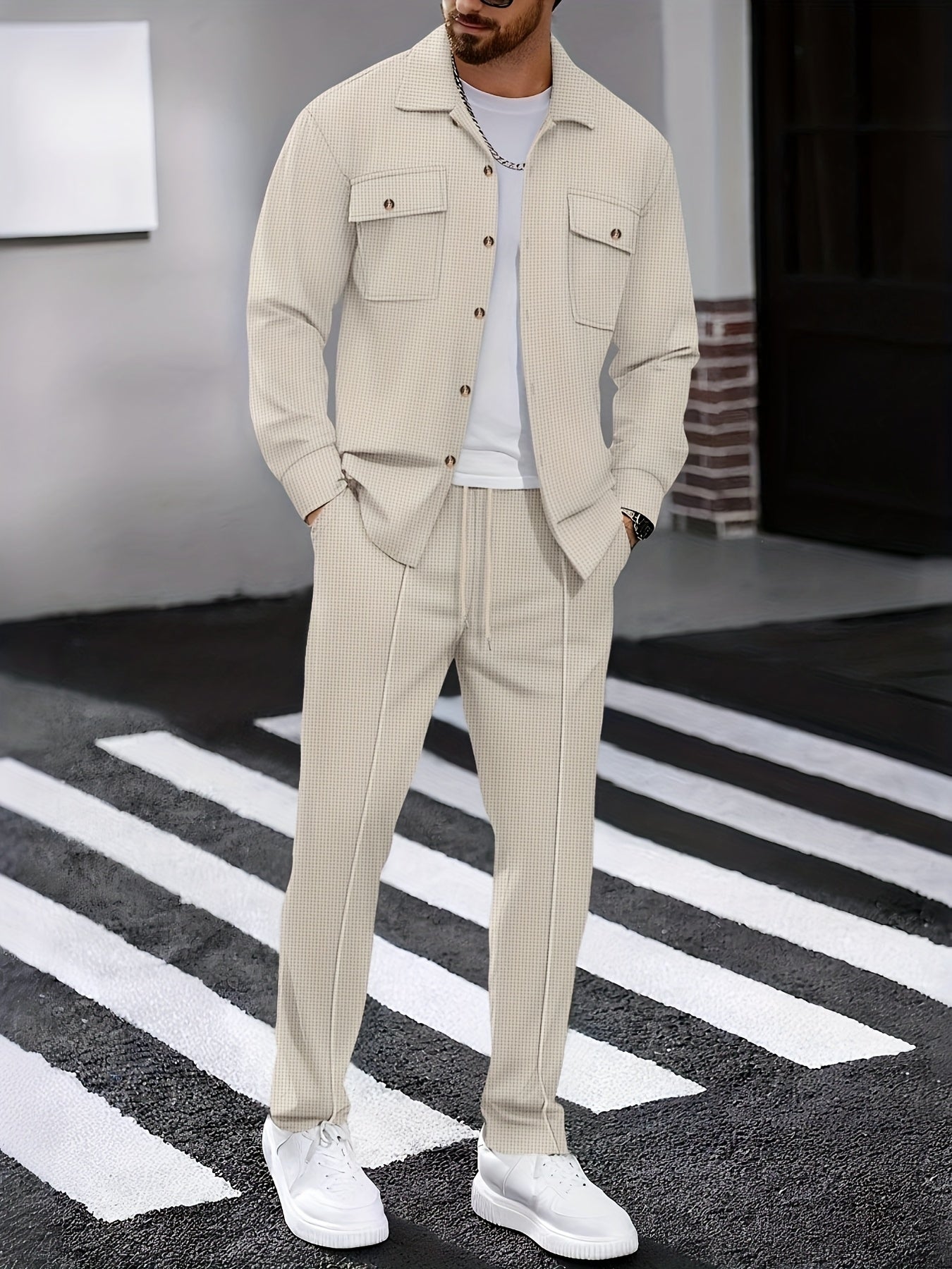 WL Boutique | Men’s Two-Piece Autumn/Winter Casual Set – Turn-Down Collar Shirt &amp; Trousers