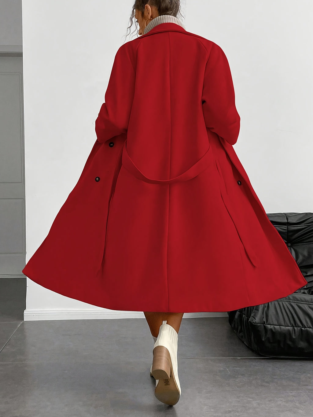 WL Boutique | Elegant Double-Breasted Long Coat with Belt