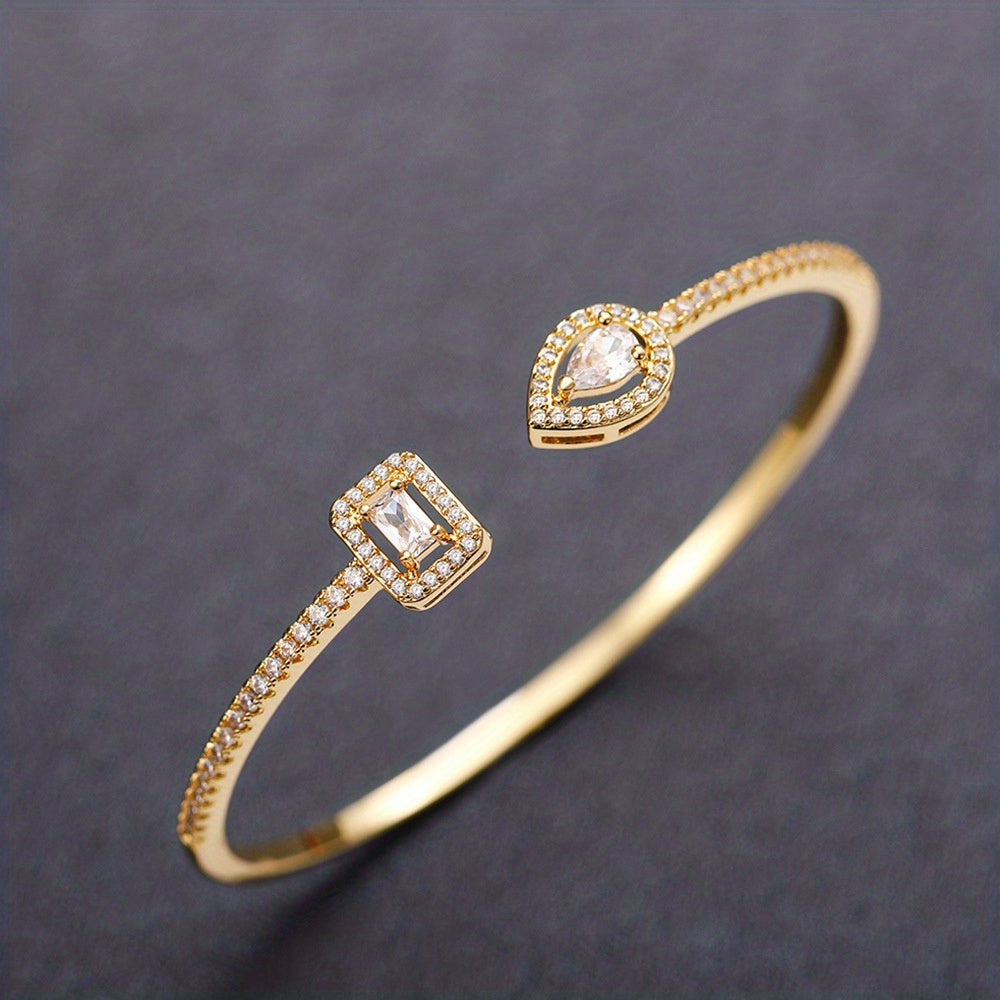 WL Boutique | Elegant Geometric Cuff Bracelet with Cubic Zirconia