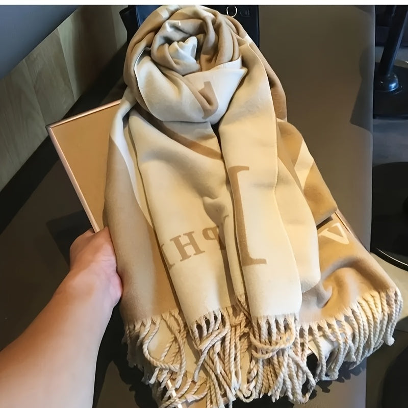 WL Boutique | Elegant Reversible Beige &amp; Brown Striped Scarf