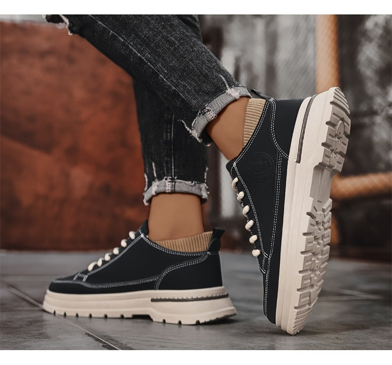 WL Boutique Men | Retro Brown Low-Top Lace-Up Sneakers