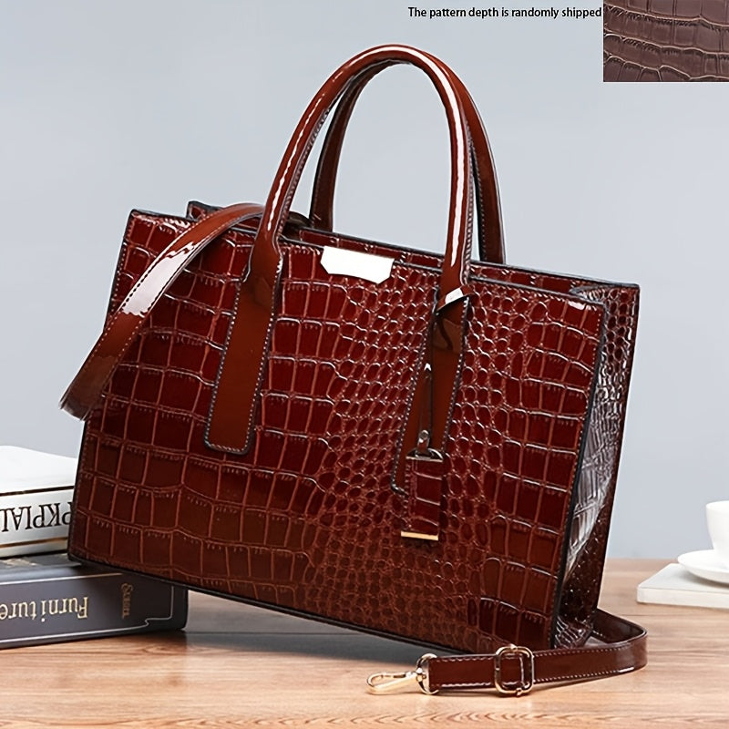 WL Boutique | Large Capacity Crocodile Pattern Tote Bag