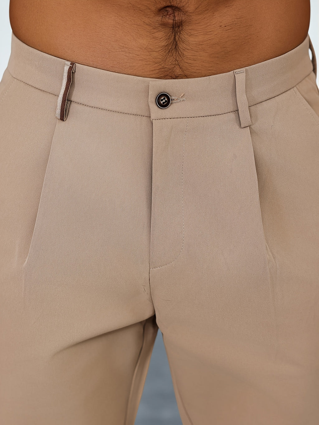 WL Boutique Men | Beige Pleated Business Casual Trousers