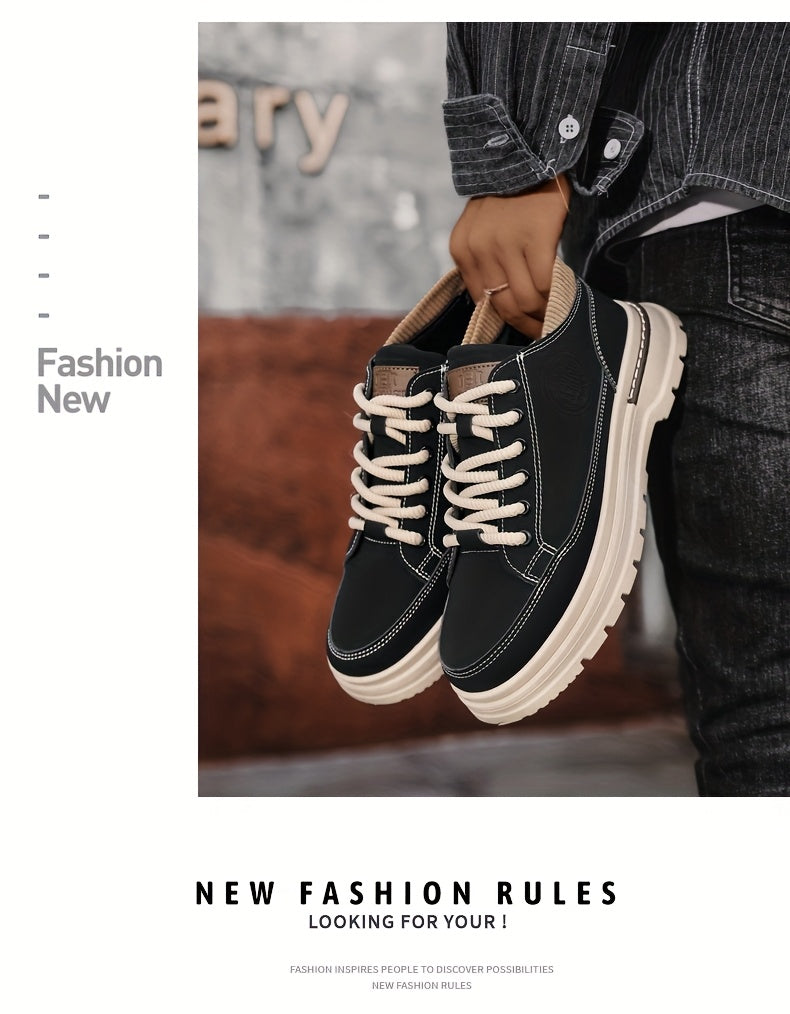 WL Boutique Men | Retro Brown Low-Top Lace-Up Sneakers