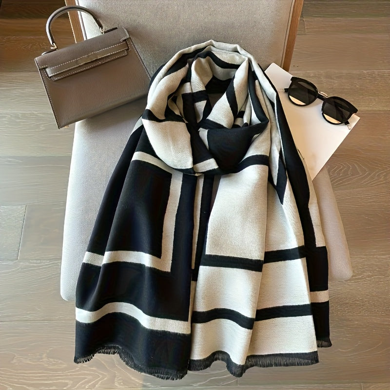 WL Boutique | Elegant Geometric Jacquard Scarf – 2025 Winter Collection