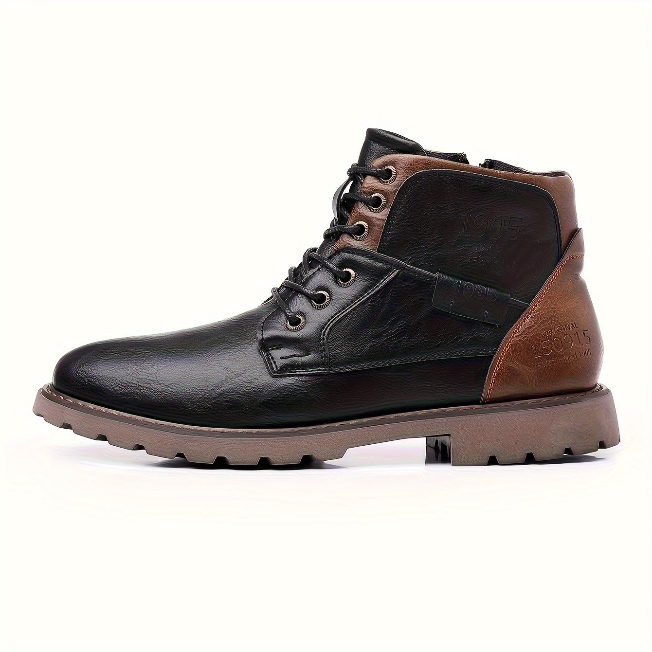 WL Boutique Men | Vintage Lace-Up Boots with Side Zipper