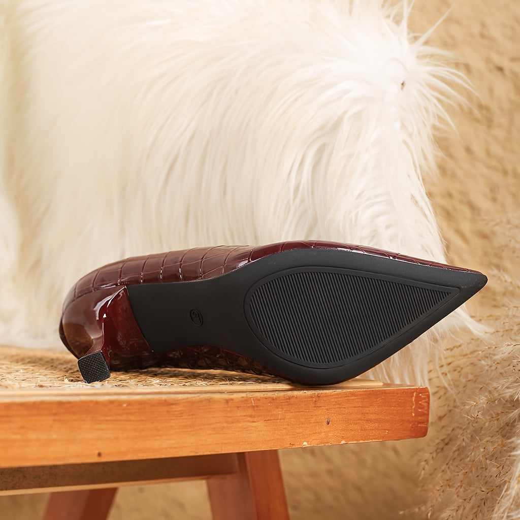 WL Boutique | Burgundy Glossy Pointed-Toe Stiletto Heels