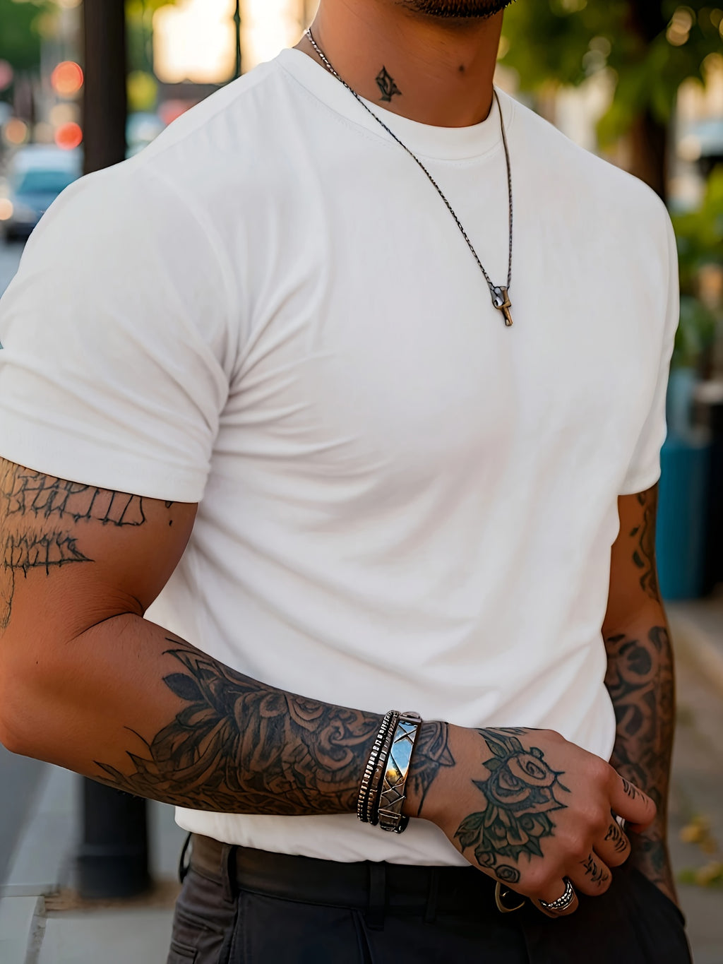 WL Boutique Men | Geometric Print Round-Neck T-Shirt