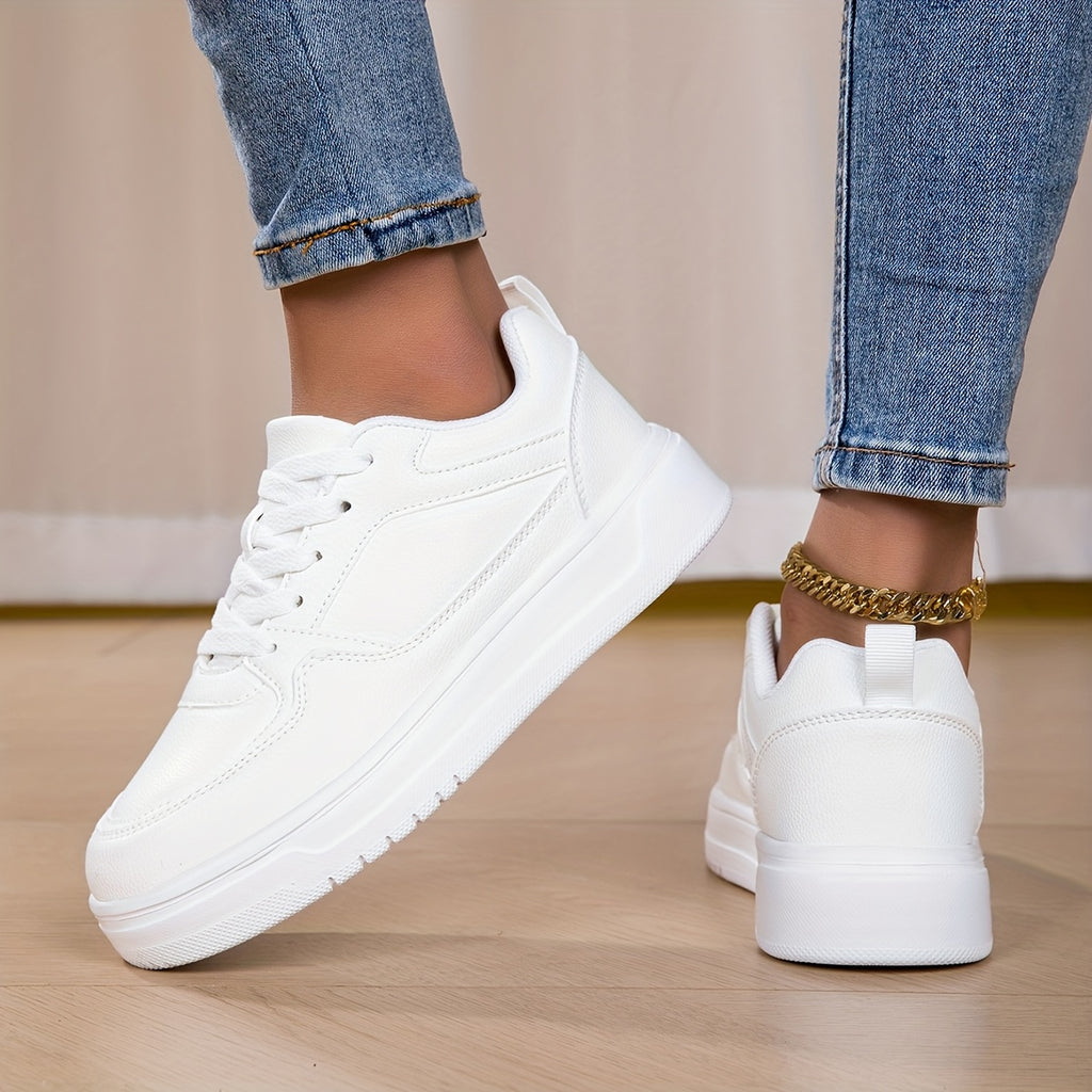 WL Boutique | White Platform Sneakers with Golden Ankle Strap