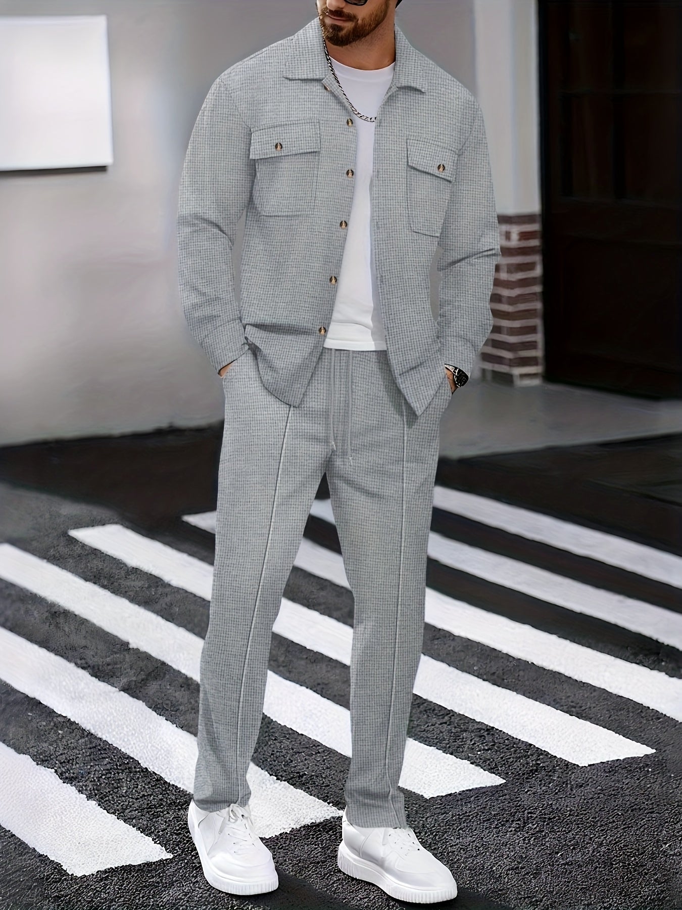 WL Boutique | Men’s Two-Piece Autumn/Winter Casual Set – Turn-Down Collar Shirt &amp; Trousers