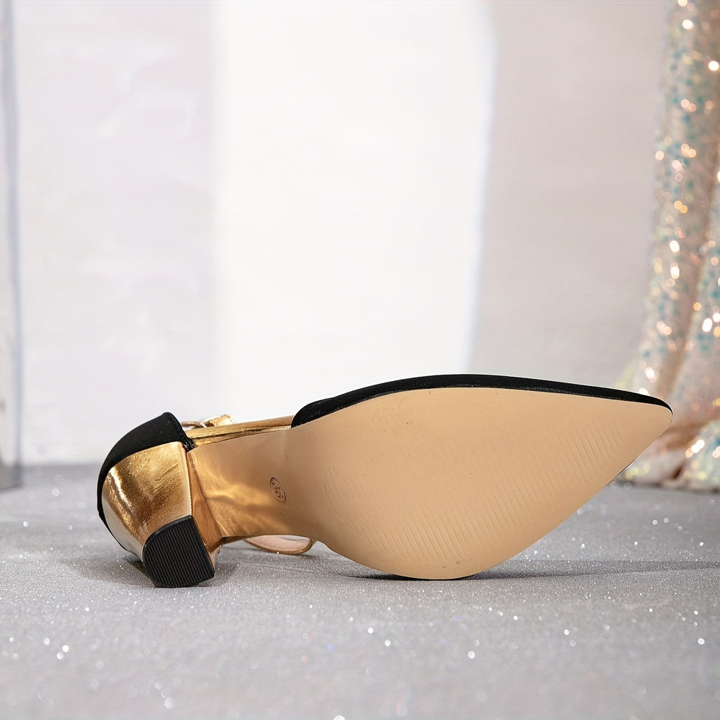 WL Boutique | Pointed-Toe Chunky Heel Buckle Shoes