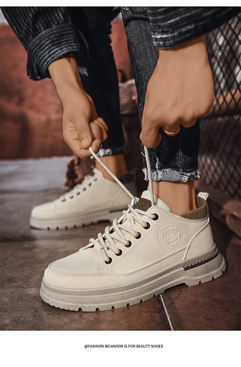 WL Boutique Men | Retro Brown Low-Top Lace-Up Sneakers