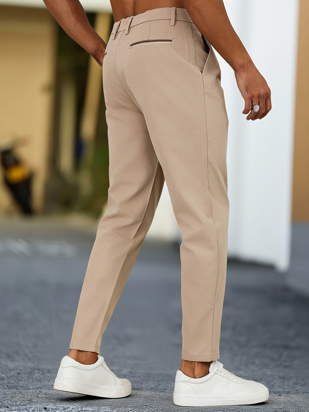 WL Boutique Men | Beige Pleated Business Casual Trousers