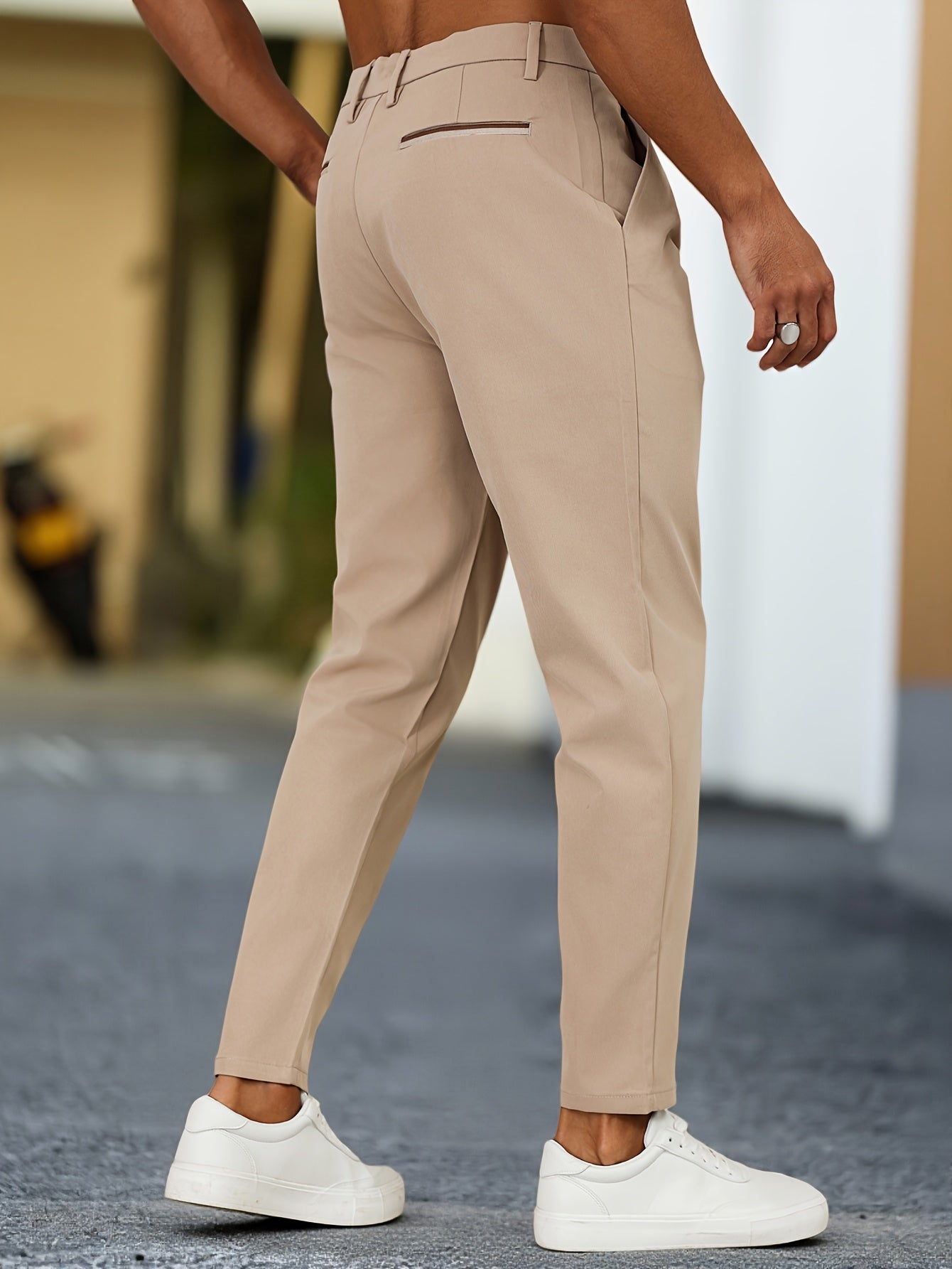 WL Boutique Men | Beige Pleated Business Casual Trousers