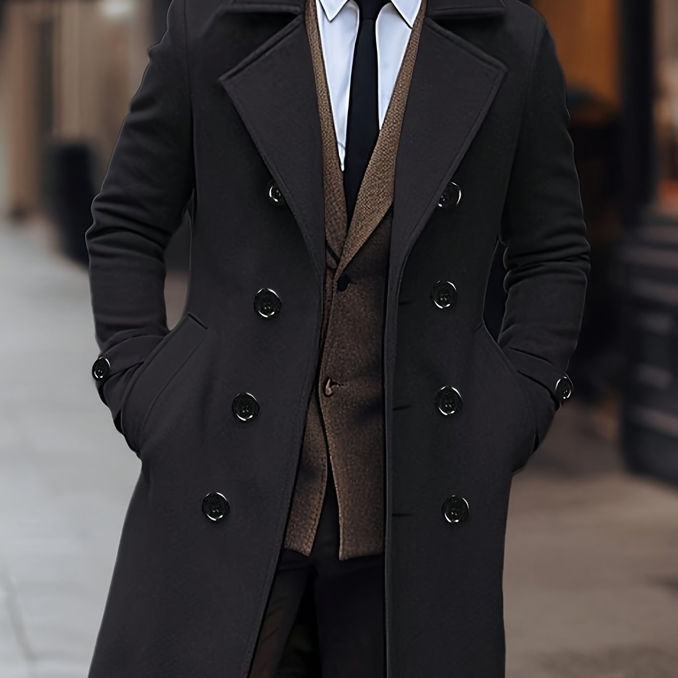 WL Boutique Men | Elegant Black Double-Breasted Winter Coat