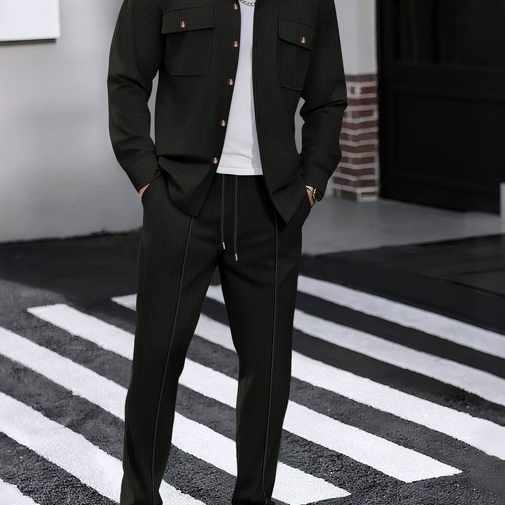 WL Boutique | Men’s Two-Piece Autumn/Winter Casual Set – Turn-Down Collar Shirt &amp; Trousers