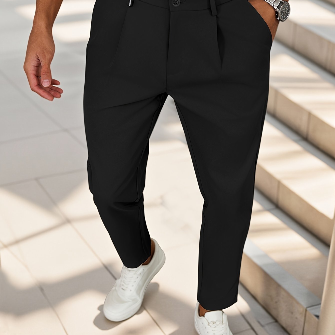 WL Boutique Men | Beige Pleated Business Casual Trousers