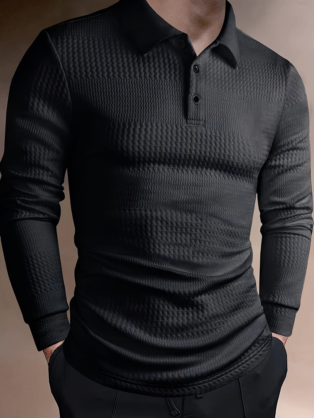 WL Boutique Men | Sleek Black Long-Sleeve Stretch Shirt