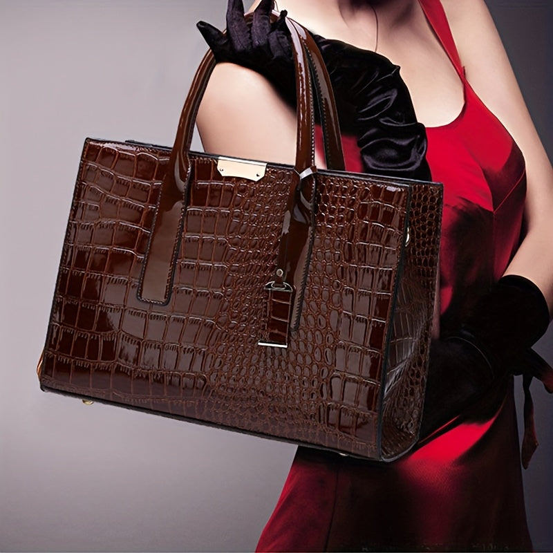 WL Boutique | Large Capacity Crocodile Pattern Tote Bag